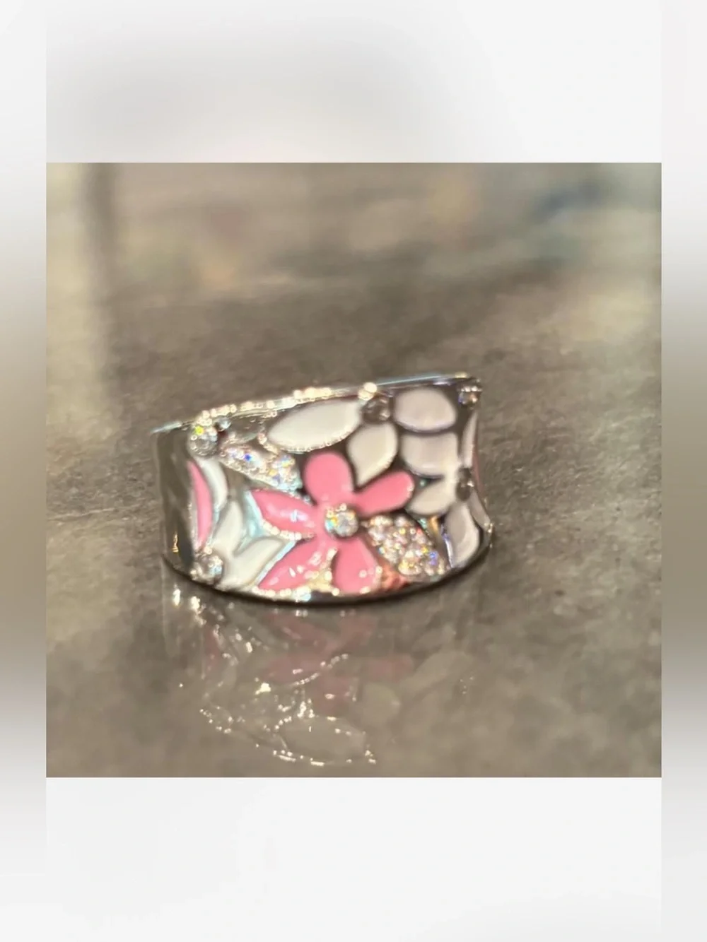Unique Silver Enamel Statement Ring